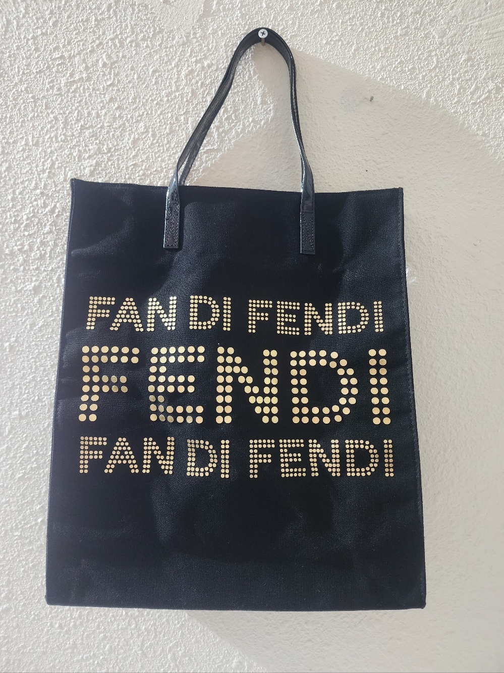 Fendi Fan Di Fendi Medium Black Canvas Logo Shopper Gift Bag